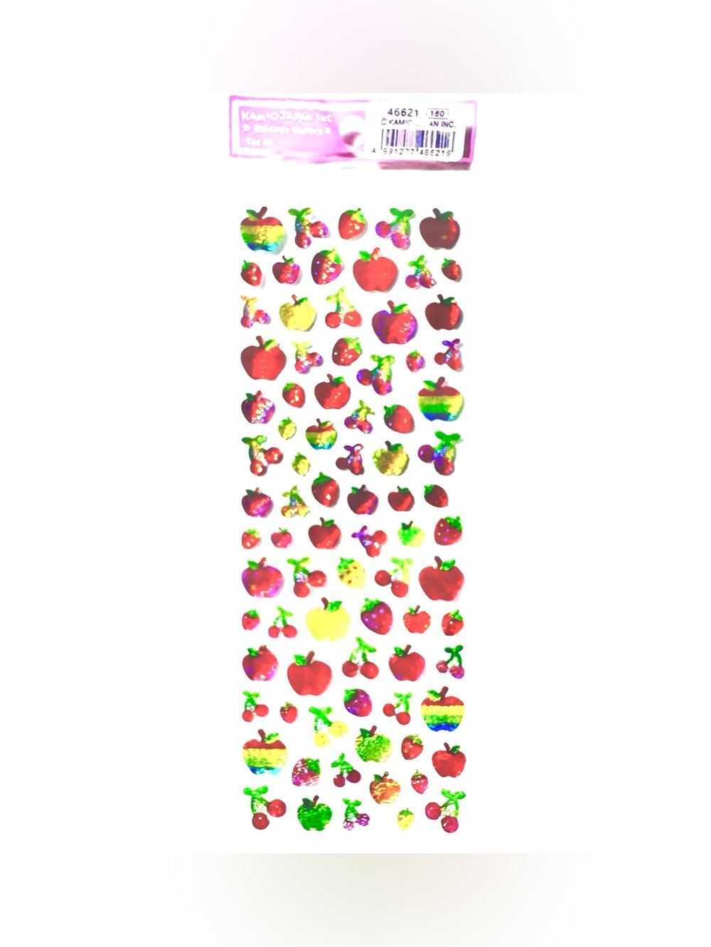 Vintage Kamio Stickers Japan Holographic Glitter Fruit Apple Strawberry Cherry